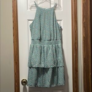 the general good Green Tiered Ruffled Halter Sundress Large NWOT